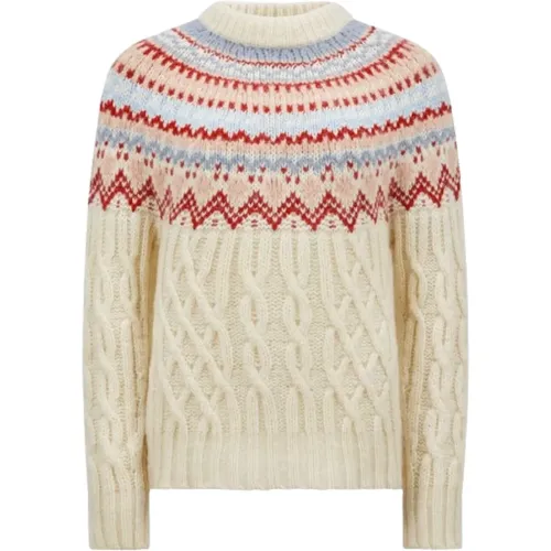 Weißer Pullover mit Girocollo Tricot - Moncler - Modalova