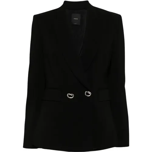 Schwarze Cady-Textur Jacke PINKO - pinko - Modalova