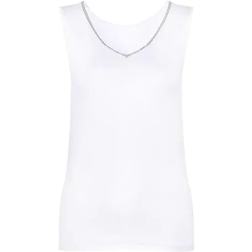 Weiße ärmellose Bluse , Damen, Größe: XL - Fabiana Filippi - Modalova
