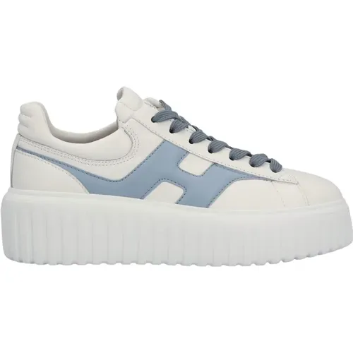 Weiße und blaue Ledersneakers , Damen, Größe: 36 1/2 EU - Hogan - Modalova