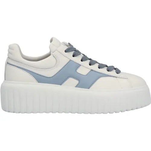 Weiße und blaue Ledersneakers , Damen, Größe: 37 EU - Hogan - Modalova