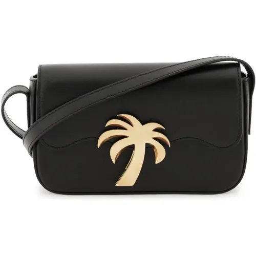 Rainbow Print Leather Bridge Bag with Palm Tree Closure , female, Sizes: ONE SIZE - Palm Angels - Modalova