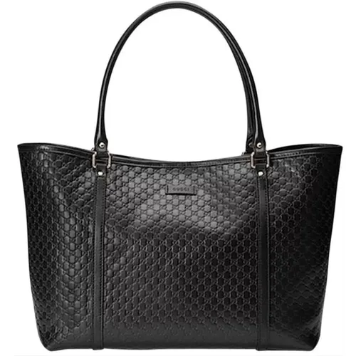 Schwarze Leder Microssima Soft Tote Tasche Damenmodell 449647 Bmj1G 1000 - Gucci - Modalova