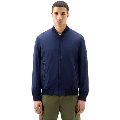 Stretch Bomberjacke Maritime Blau , Herren, Größe: 3XL - Woolrich - Modalova