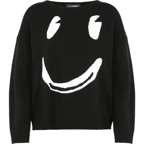 Boxy Style Pullover mit Smiley-Motiv , Damen, Größe: 2XL - DORIS S - Modalova