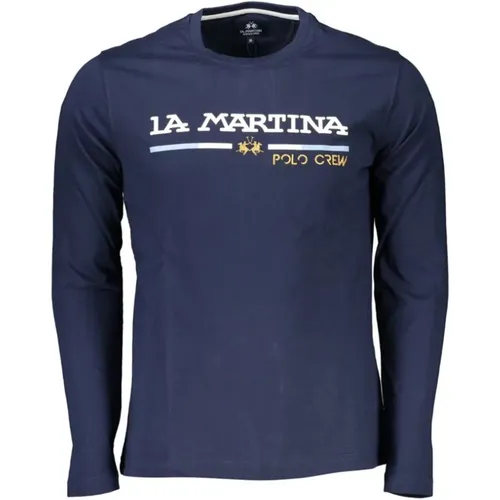 Blau Elegantes Langarm T-Shirt , Herren, Größe: XL - LA MARTINA - Modalova