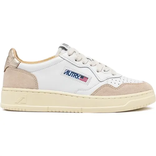 Retro Medalist Weiße Gold Sneakers , Damen, Größe: 38 EU - Autry - Modalova