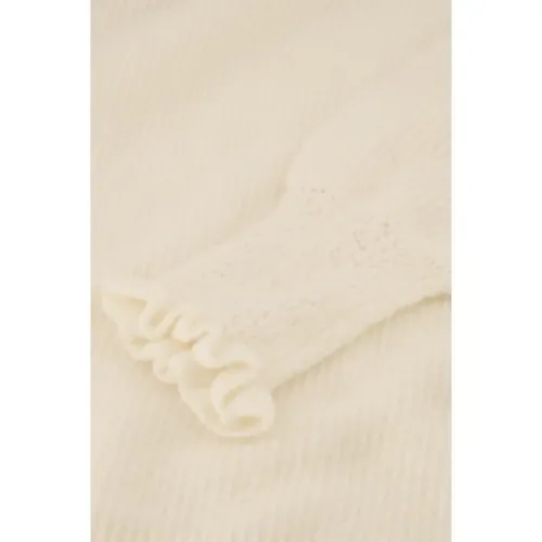 Weiße Strickpullover mit Gerüschten Ärmeln , Damen, Größe: XS - Fabienne Chapot - Modalova