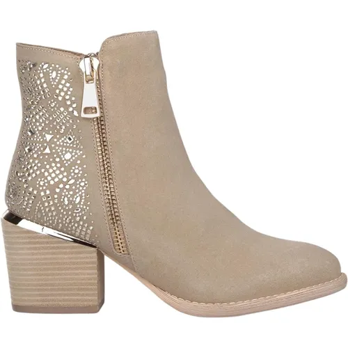 Leather Ankle Boots with Side Zip , female, Sizes: 6 UK, 5 UK, 7 UK - Alma en Pena - Modalova