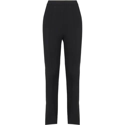 Schwarze High-Waisted Slim Fit Hose , Damen, Größe: S - Moncler - Modalova