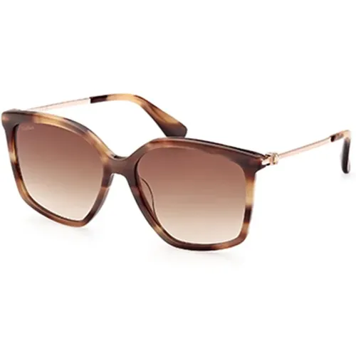 Brauner Rahmen Braune Linse Sonnenbrille , Damen, Größe: 56 MM - Max Mara - Modalova