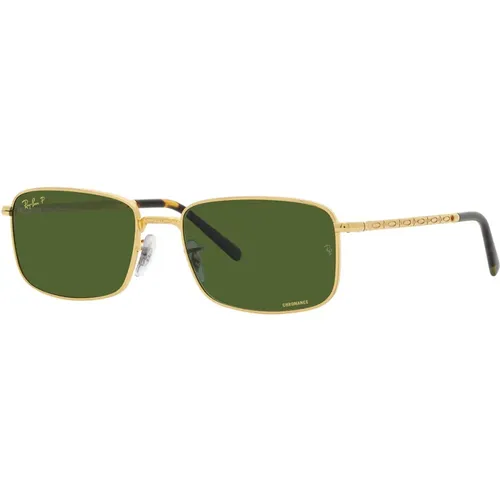 Rechteckige Gold Metall Sonnenbrille Grün Polarisiert - Ray-Ban - Modalova