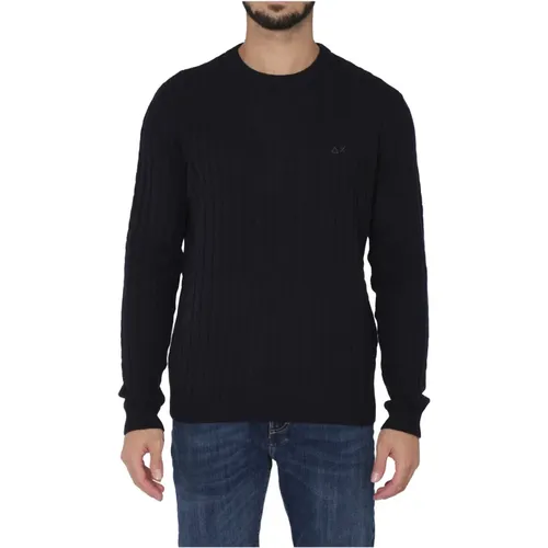 Men Sweater with Round Cable Giro Trecce , male, Sizes: 2XL, XL, L - Sun68 - Modalova