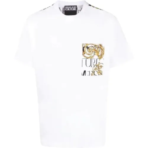 Logo Couture All Over Short Sleeve T-shirt - L , male, Sizes: L - Versace Jeans Couture - Modalova