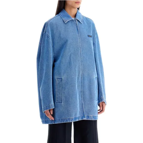 Coated Denim Oversized Jacket with Cocoon Silhouette , female, Sizes: XS - Marni - Modalova