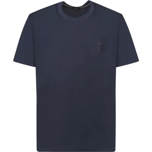 Blau Baumwoll T-Shirt Kurzarm , Herren, Größe: L - Brioni - Modalova