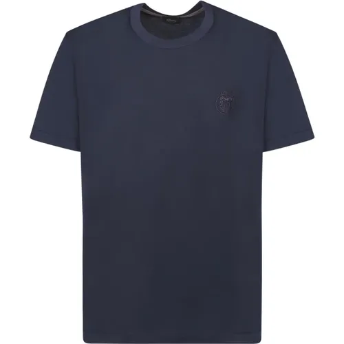 Blau Baumwoll T-Shirt Kurzarm , Herren, Größe: M - Brioni - Modalova