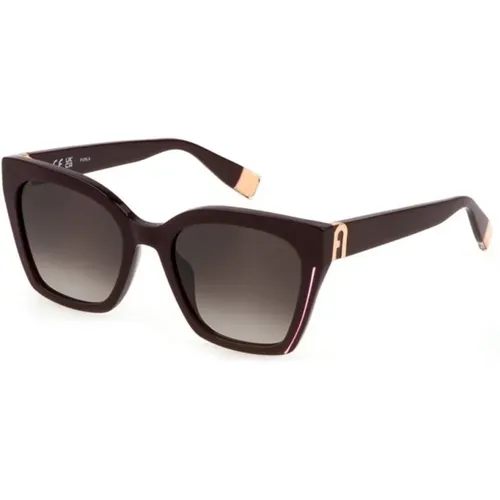 Full Bordeaux Sunglasses with Gradient Pink Lenses , female, Sizes: 54 MM - Furla - Modalova