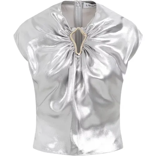 Silver Metallic Draped Summer Top , female, Sizes: S - Lanvin - Modalova