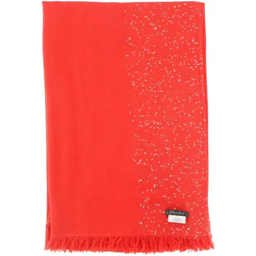 Roter Schal mit Pailletten aus Wollmischung , Damen, Größe: ONE Size - Faliero Sarti - Modalova
