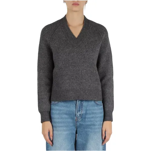 V-Ausschnitt Wollmischstrickpullover , Damen, Größe: L - Replay - Modalova