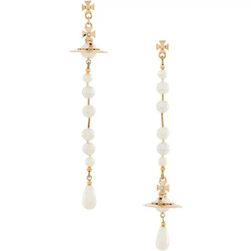 Broken Pearl Earrings Gold/Pearl , unisex, Sizes: ONE SIZE - Vivienne Westwood - Modalova