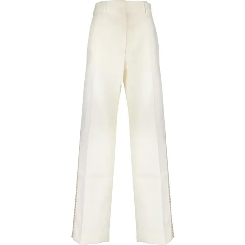 Cremefarbene Hose - Regular Fit - Geeignet für alle Temperaturen , Damen, Größe: 2XS - Palm Angels - Modalova