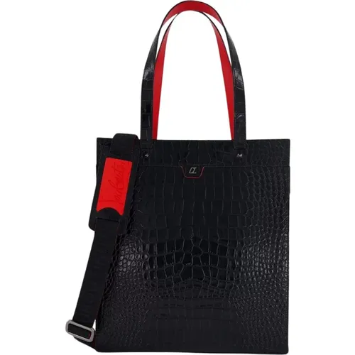Embossed Leather Tote Bag , male, Sizes: ONE SIZE - Christian Louboutin - Modalova