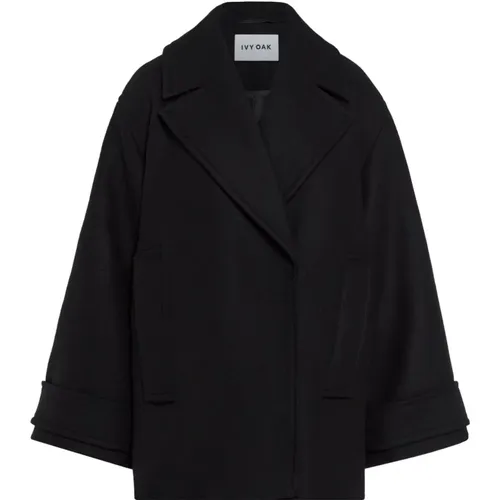 Oversized Schwarzer Mantel mit Taschen , Damen, Größe: M - IVY OAK - Modalova