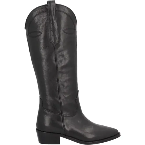 Schwarzer Casual Leder Damenstiefel , Damen, Größe: 36 EU - Alpe - Modalova