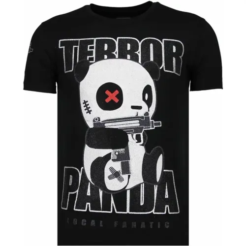 Terror Panda Rhinestone - Herren T-Shirt - 13-6227Z , Herren, Größe: XL - Local Fanatic - Modalova