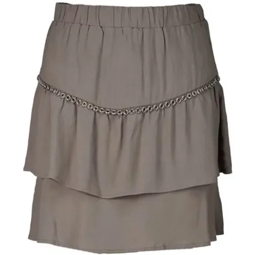 Trendy Layered Skirt with Ruffles and Silver Rings , female, Sizes: M, S - Dante 6 - Modalova