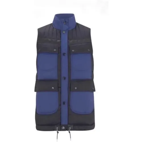 Quilted Navy Gilet with Unique Fabric Patterns , male, Sizes: XL, L, M - Barbour - Modalova