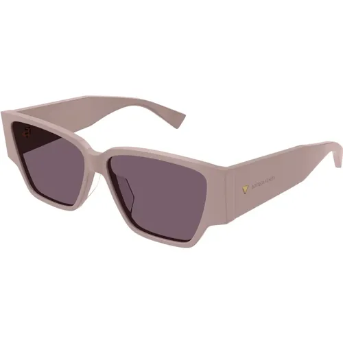 Quadratische Rosa Sonnenbrille für Frauen , Damen, Größe: 57 MM - Bottega Veneta - Modalova