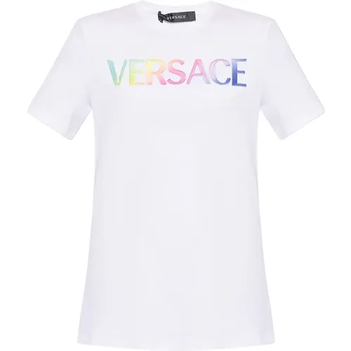 T-shirt with logo , female, Sizes: XS, 2XS - Versace - Modalova