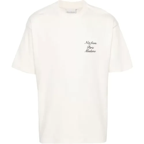 Embroidered Slogan Cursive T-Shirt , male, Sizes: L, M, S, XL - Drole de Monsieur - Modalova
