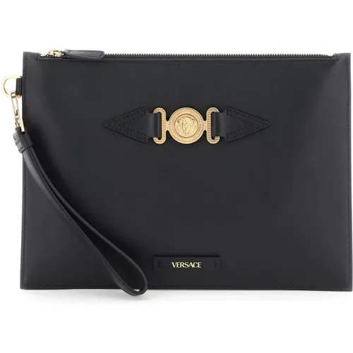 Medusa Biggie Leather Pouch , male, Sizes: ONE SIZE - Versace - Modalova