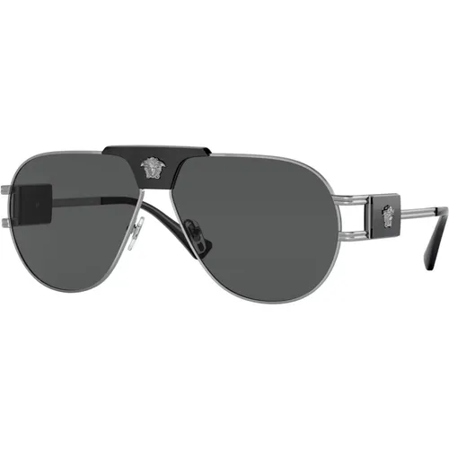 Ruthenium/Graue Sonnenbrille,Gold Schwarze Sonnenbrille,Weiße/Dunkelgraue Sonnenbrille - Versace - Modalova