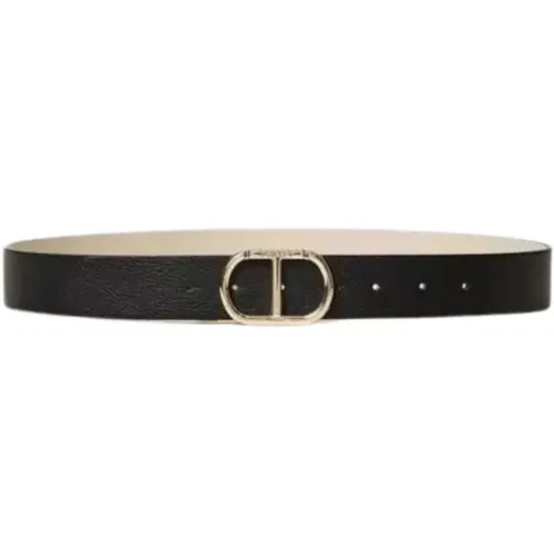 Reversible Leather Belt with Oval T Buckle , female, Sizes: M, S - Twinset - Modalova