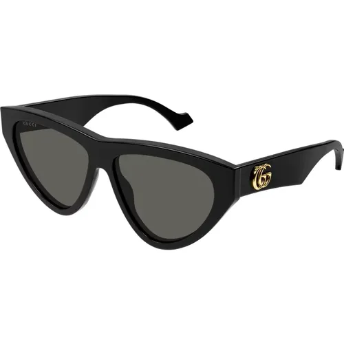 Schwarze/Graue Sonnenbrille , Damen, Größe: 58 MM - Gucci - Modalova