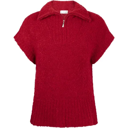 Rote Teddy Weste | Boucle-Effekt Design , Damen, Größe: 2XS - Jane Lushka - Modalova