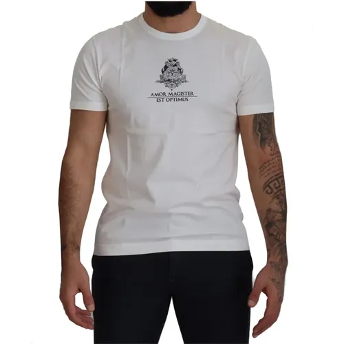 Weißes Logo Baumwoll Amor Magister T-Shirt , Herren, Größe: 3XL - Dolce & Gabbana - Modalova