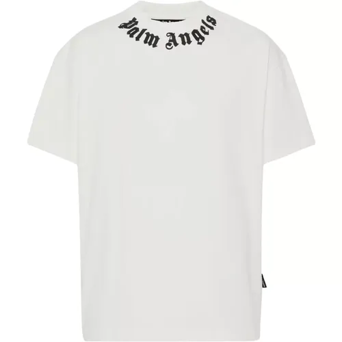 Neck Logo T-Shirt , male, Sizes: M - Palm Angels - Modalova