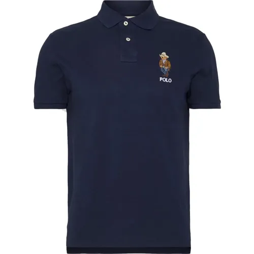 Besticktes Cowboy Bear Navy Polo Shirt , Herren, Größe: M - Polo Ralph Lauren - Modalova