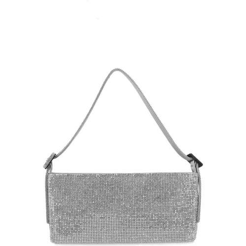 Silberne Handtasche mit Reißverschluss und Strass , Damen, Größe: ONE Size - Benedetta Bruzziches - Modalova