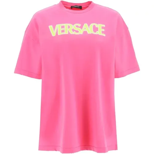 Cotton Logo Top for Women , female, Sizes: XS, 2XS - Versace - Modalova