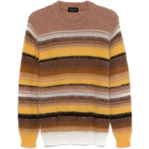 Brown Striped Mohair Sweater , male, Sizes: M, XL, 2XL, S, L - Roberto Collina - Modalova