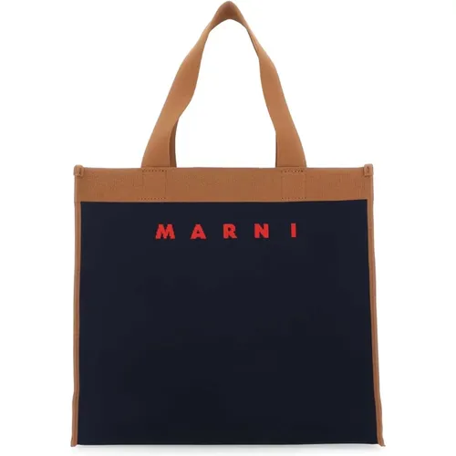 Zweifarbige Stoff-Einkaufstasche , Damen, Größe: ONE Size - Marni - Modalova