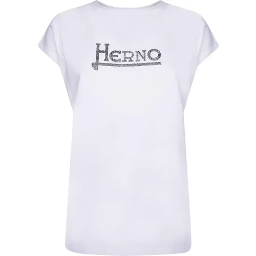 T-Shirt Classic Round Neck , female, Sizes: M, S - Herno - Modalova