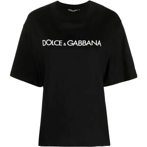 Casual Baumwoll T-Shirt , Damen, Größe: 2XS - Dolce & Gabbana - Modalova